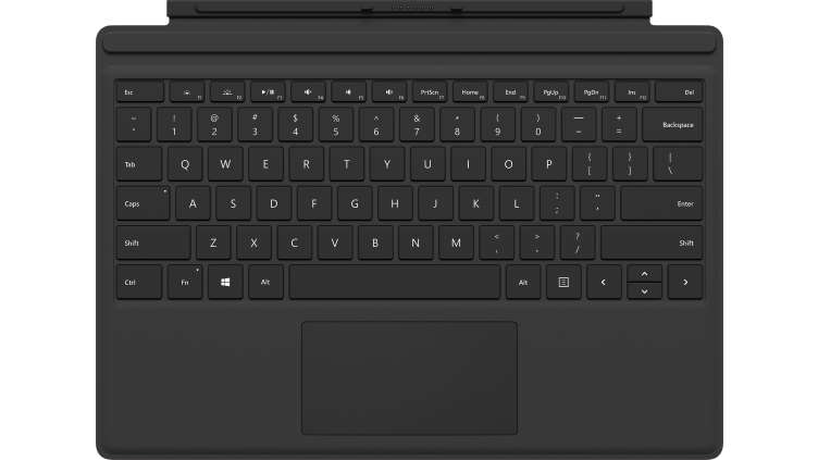 Microsoft Surface Pro Type Cover (M1725) - Tastatur - mit Trackpad, Beschleunigungsmesser - QWERTZ - Deutsch - Schwarz - kommerziell - fr Surface Pro (Mitte 2017)