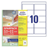 Avery Zweckform L4744REV-65 Universal-Etiketten 96 x 50.8 mm Papier Wei 65 Blatt Wiederablsbar