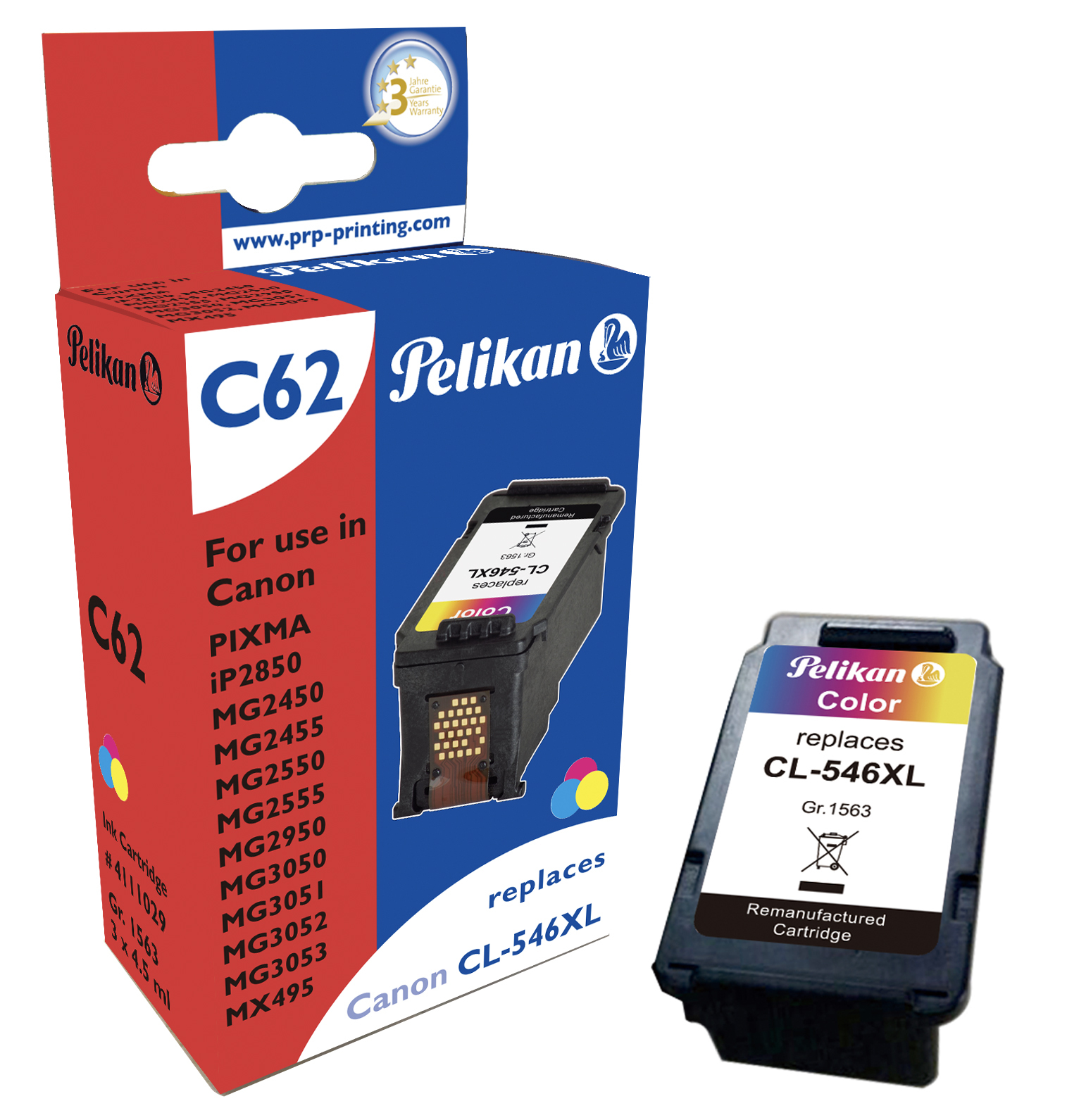 Pelikan 1021410230 cartuccia dinchiostro 1 pz Compatibile Ciano, Magenta, Giallo