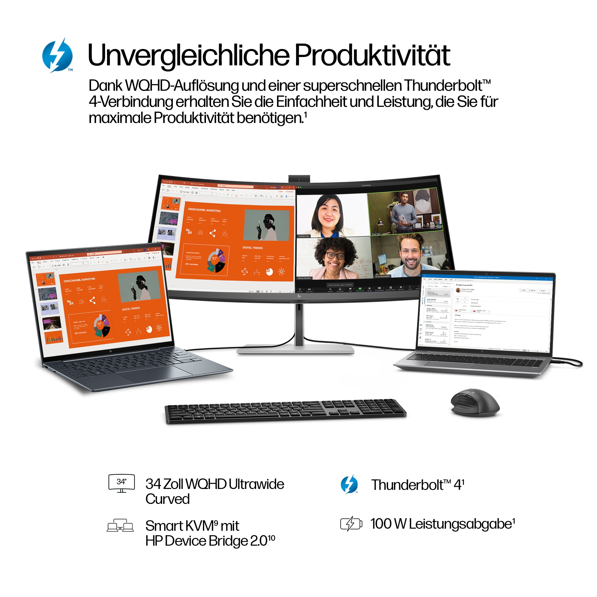 HP Monitor de videoconferencia WQHD Pro de la serie 7 de 34 pulgadas: 734pm sin PVC