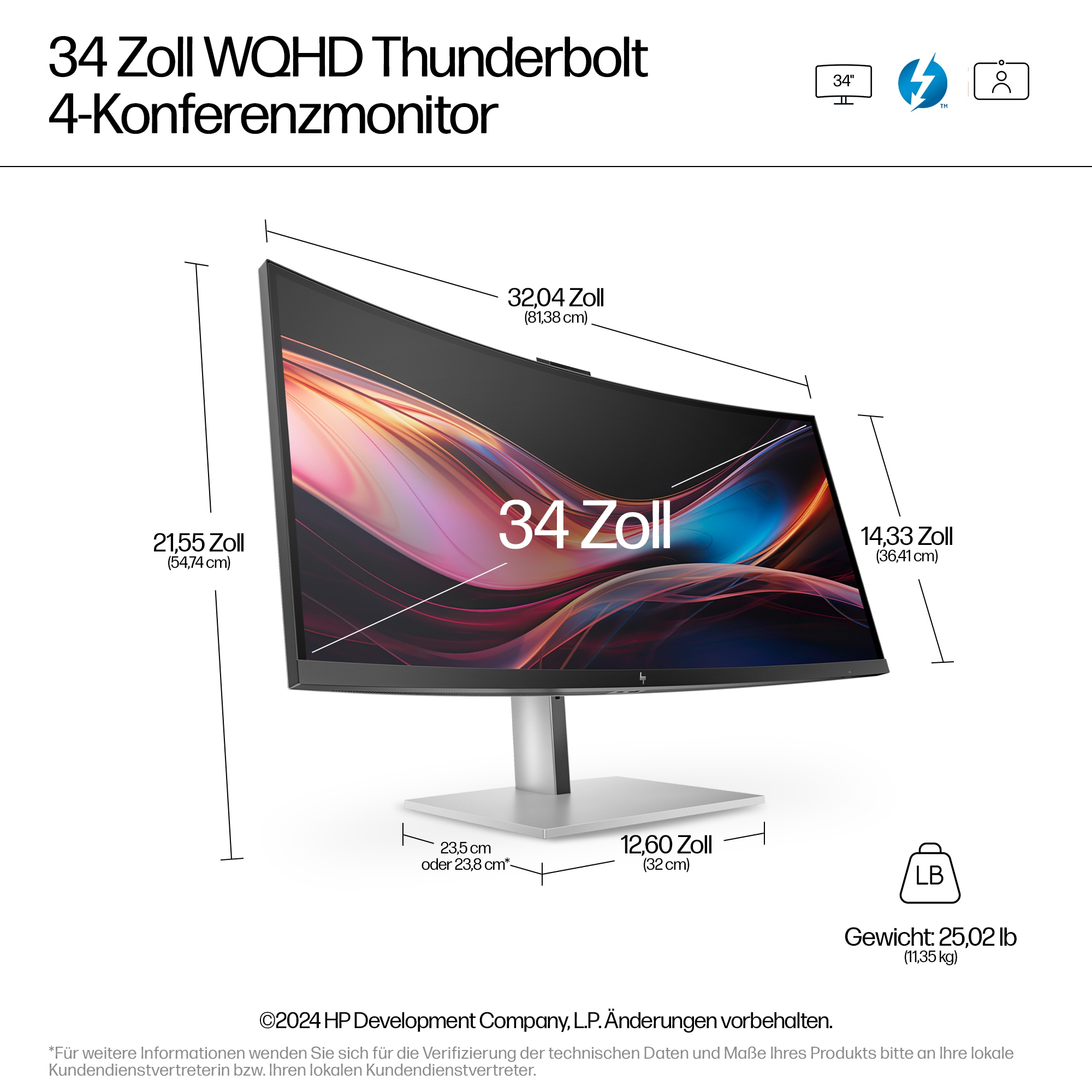 HP Monitor de videoconferencia WQHD Pro de la serie 7 de 34 pulgadas: 734pm sin PVC