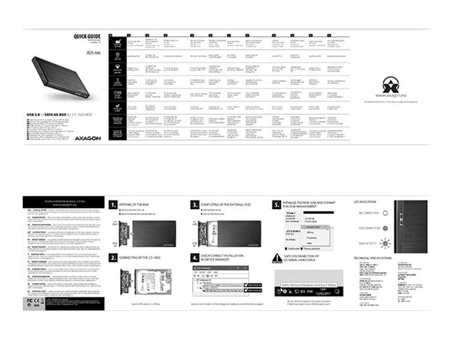 Axagon EE25-XA6 storage drive enclosure HDD/SSD enclosure Black 2.5