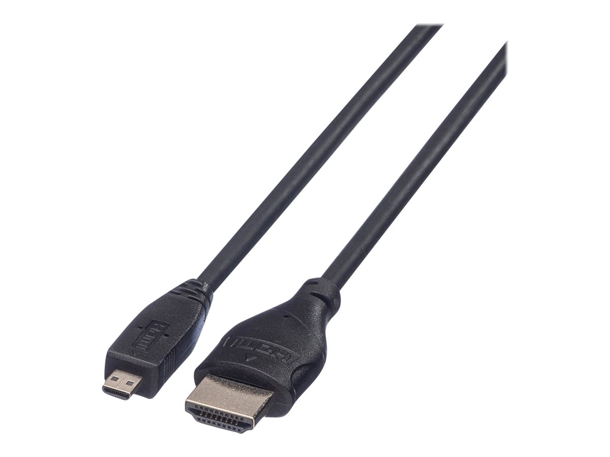 ROTRONIC-SECOMP Roline Green - Highspeed - HDMI-Kabel mit Ethernet - HDMI mnnlich zu mikro HDMI mnnlich - 2 m - abgeschirmt - Schwarz - untersttzt 4K 30 Hz (3840 x 2160)