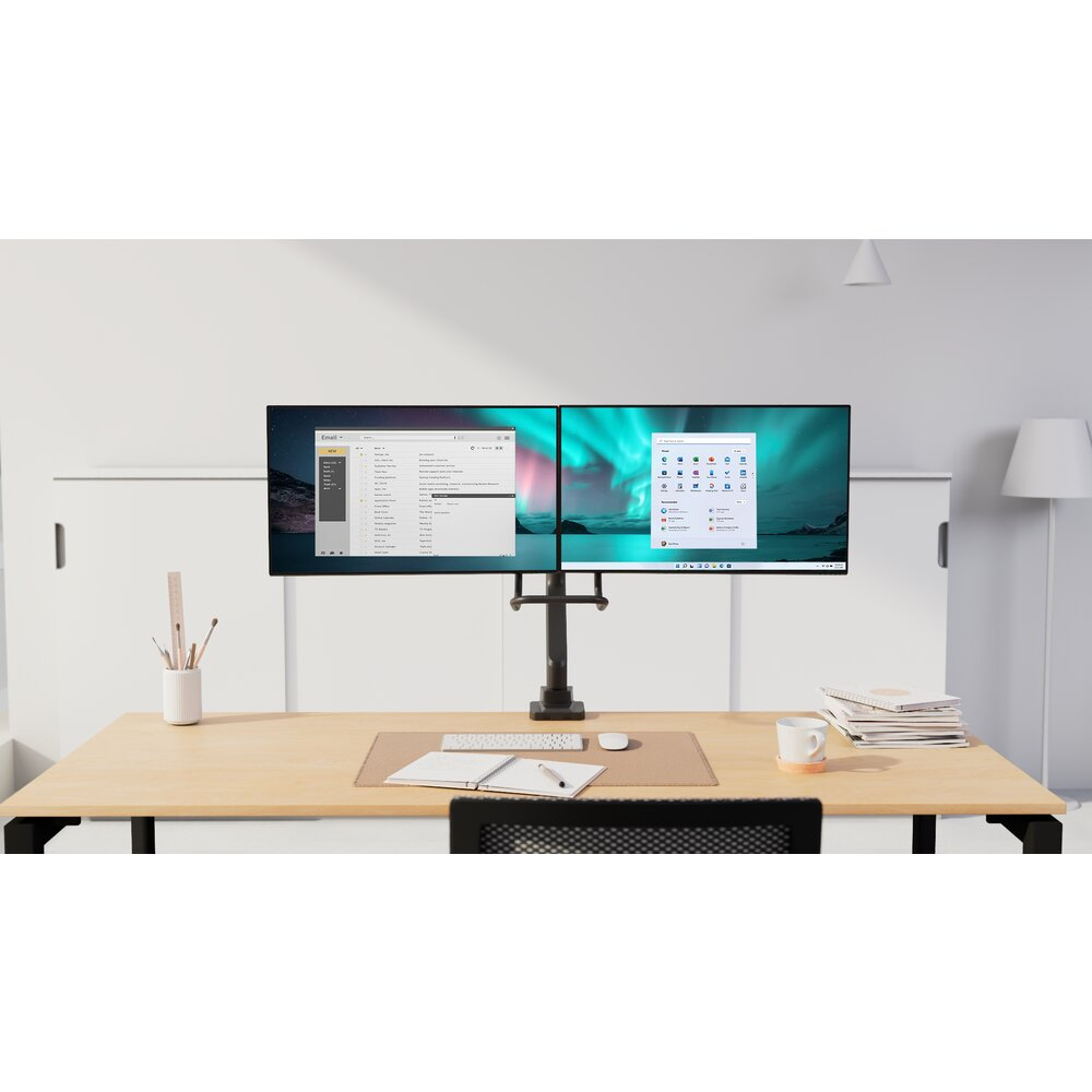 Kensington SmartFit - Befestigungskit (Querstange, Griff, horizontale Schiene) - einstellbarer Arm - f�r 2 Monitore - Gasdruckfeder - Aluminium, Kunststoff, Stahl - Space-grau - Bildschirmgr��e: 81.3 cm (32)