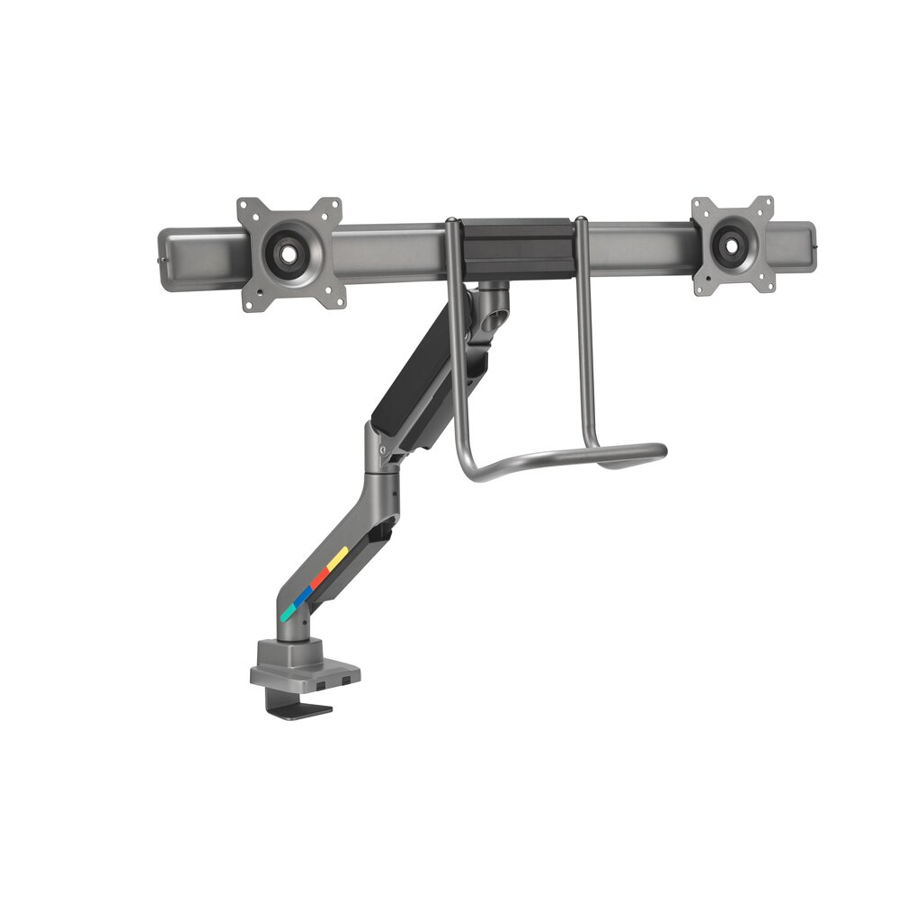 Kensington SmartFit - Befestigungskit (Querstange, Griff, horizontale Schiene) - einstellbarer Arm - f�r 2 Monitore - Gasdruckfeder - Aluminium, Kunststoff, Stahl - Space-grau - Bildschirmgr��e: 81.3 cm (32)