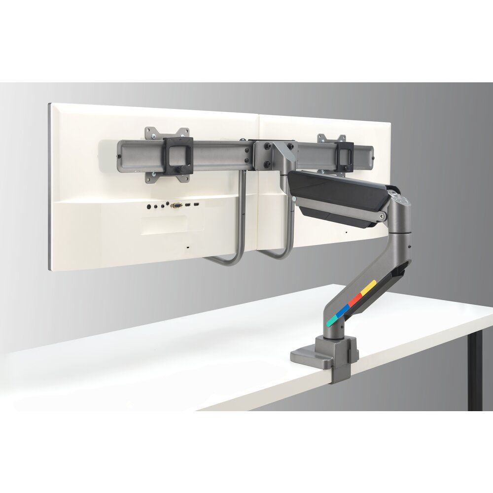 Kensington SmartFit - Befestigungskit (Querstange, Griff, horizontale Schiene) - einstellbarer Arm - f�r 2 Monitore - Gasdruckfeder - Aluminium, Kunststoff, Stahl - Space-grau - Bildschirmgr��e: 81.3 cm (32)
