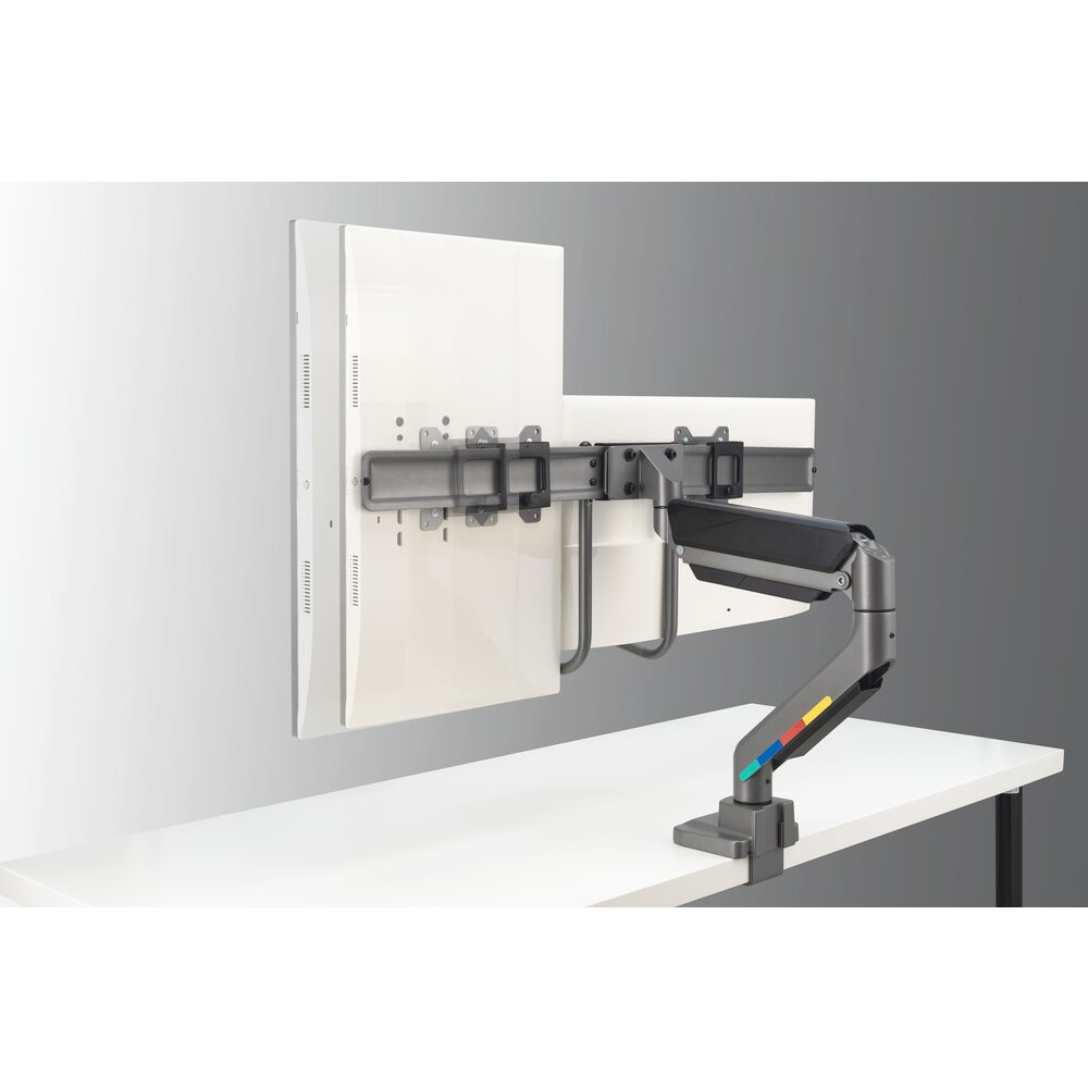 Kensington SmartFit - Befestigungskit (Querstange, Griff, horizontale Schiene) - einstellbarer Arm - f�r 2 Monitore - Gasdruckfeder - Aluminium, Kunststoff, Stahl - Space-grau - Bildschirmgr��e: 81.3 cm (32)