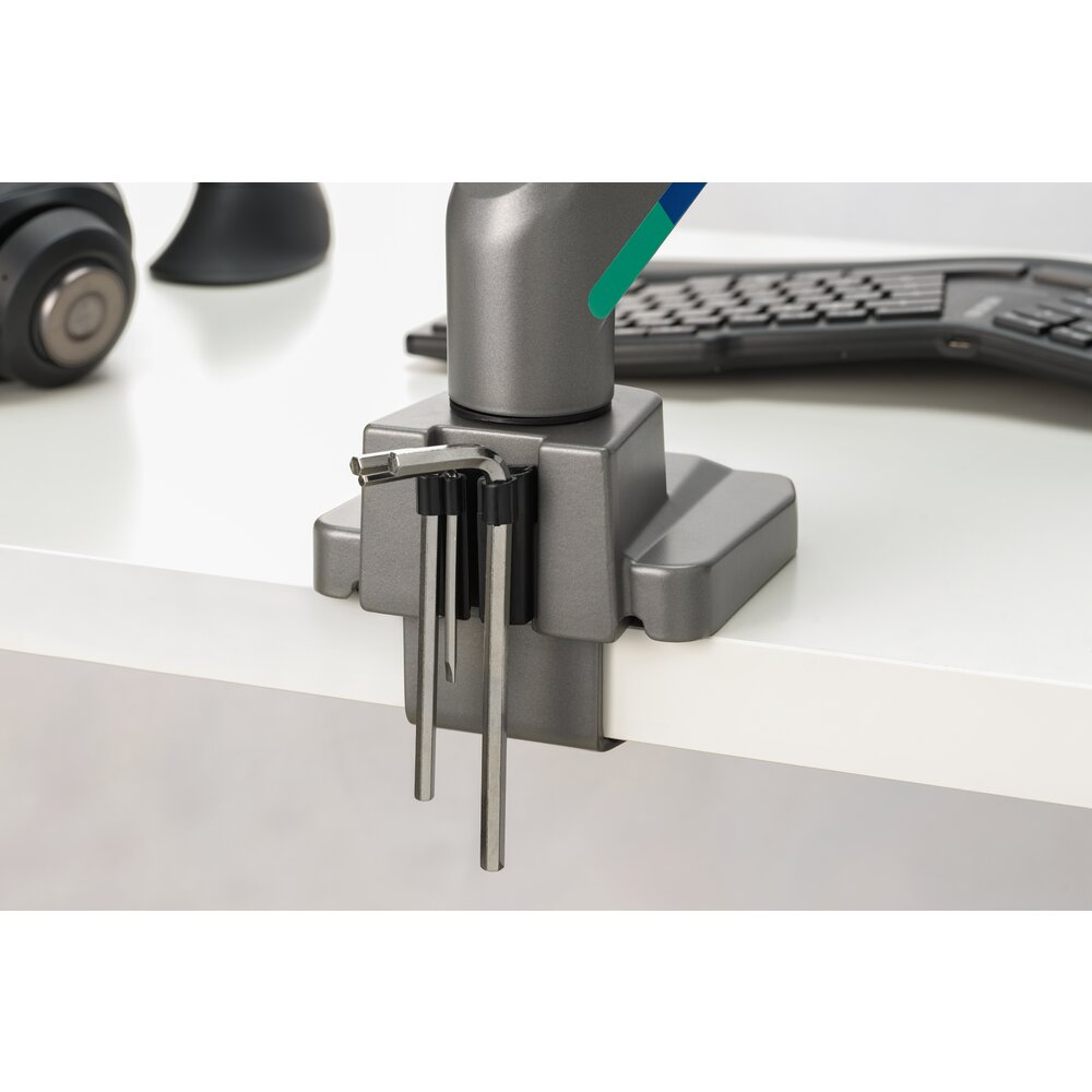 Kensington SmartFit - Befestigungskit (Querstange, Griff, horizontale Schiene) - einstellbarer Arm - f�r 2 Monitore - Gasdruckfeder - Aluminium, Kunststoff, Stahl - Space-grau - Bildschirmgr��e: 81.3 cm (32)