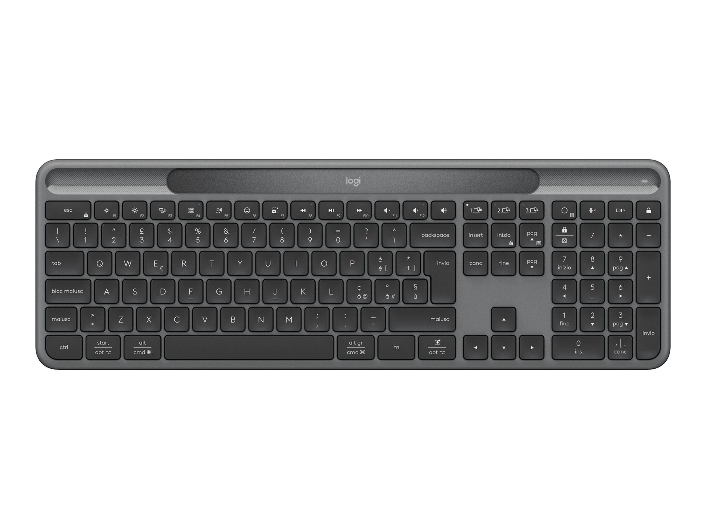 Logitech Signature Slim Solar+ K980 teclado Universal RF Wireless + Bluetooth QWERTY Italiano Grafito