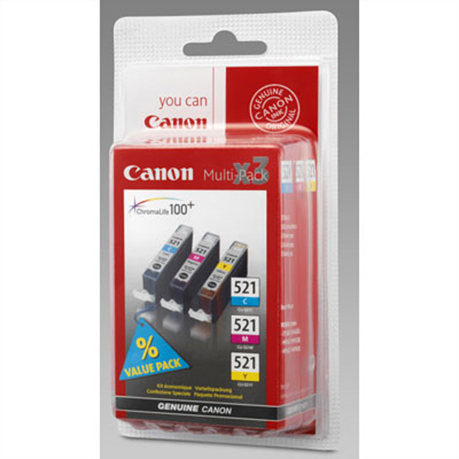 Canon CLI-521 C/M/Y Colour Ink Cartridge Multipack