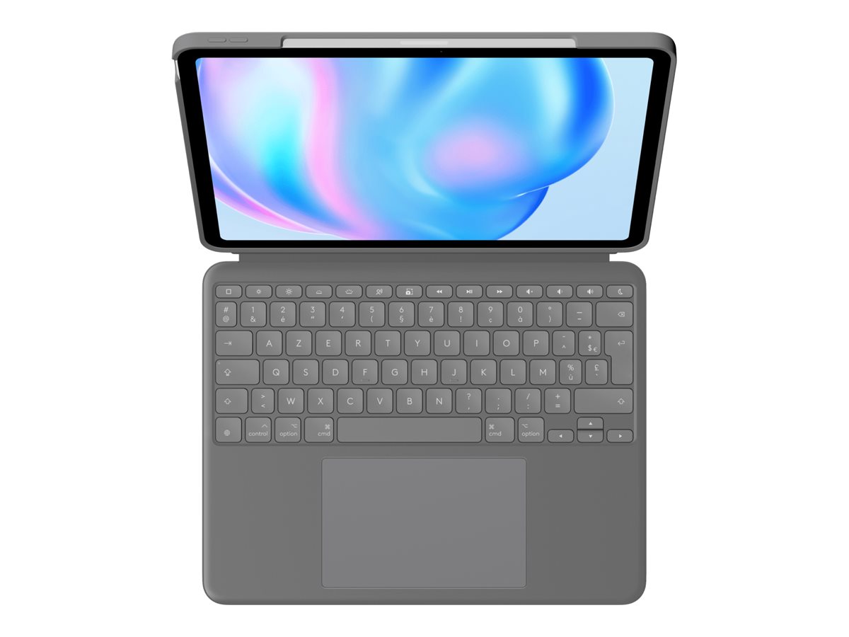 Logitech Combo Touch - Tastatur und Foliohlle - mit Trackpad - hintergrundbeleuchtet - Apple Smart connector - AZERTY - Franzsisch - Oxford Gray - fr Apple 13-inch iPad Air (M2)