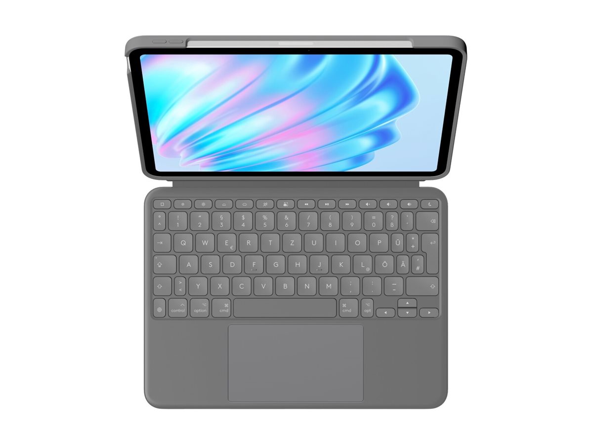 Logitech Combo Touch - Tastatur und Foliohlle - mit Trackpad - hintergrundbeleuchtet - Apple Smart connector - AZERTY - Franzsisch - Oxford Gray - fr Apple 13-inch iPad Air (M2)