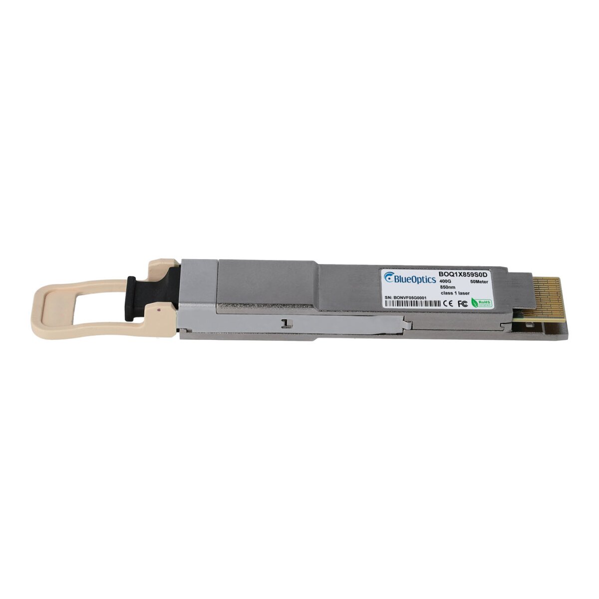 BlueOptics NVIDIA MMA1Z00-NS400-T QSFP112 Transceiver, MPO-MTP-12/APC, 400GBASE-SR4, Multimode Fiber, 850nm, 50 Meter