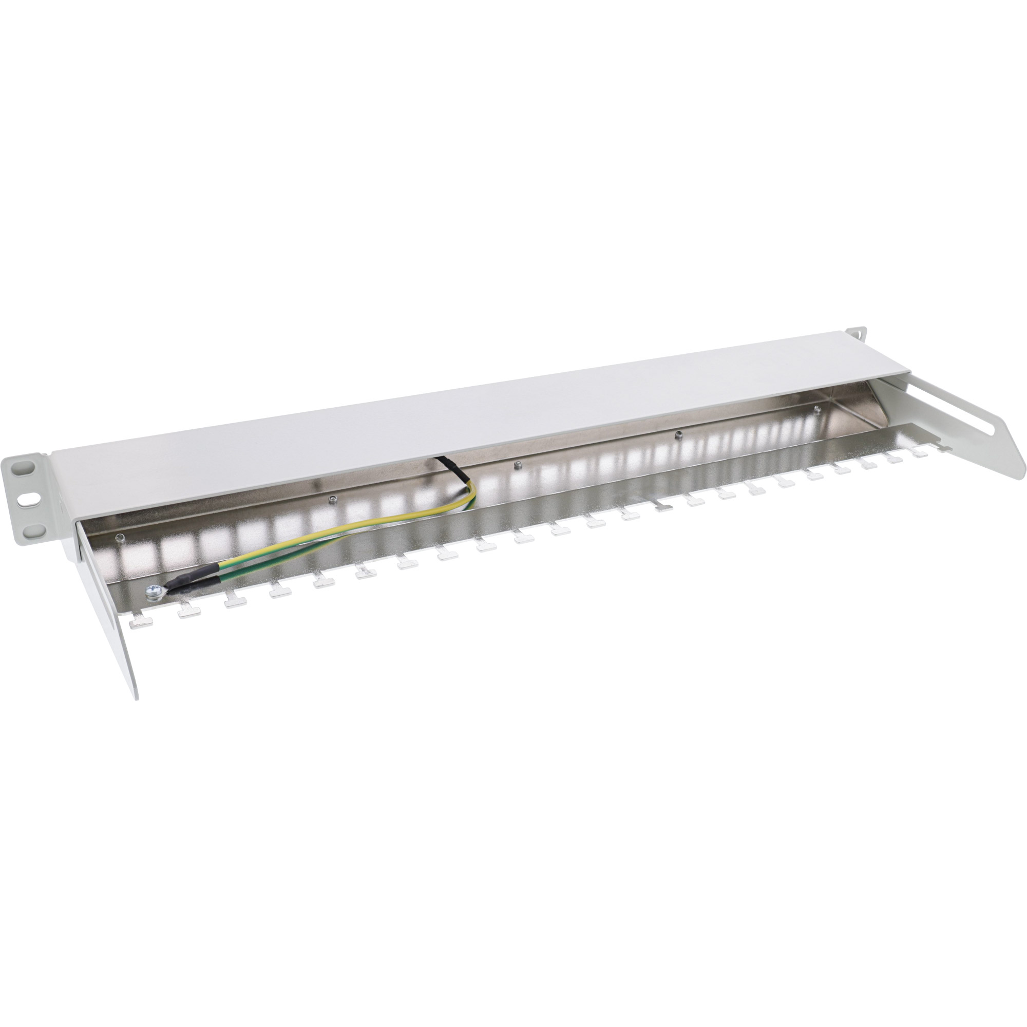 InLine Blank Patch Panel with pull-out 19 24 Port 1U light grey