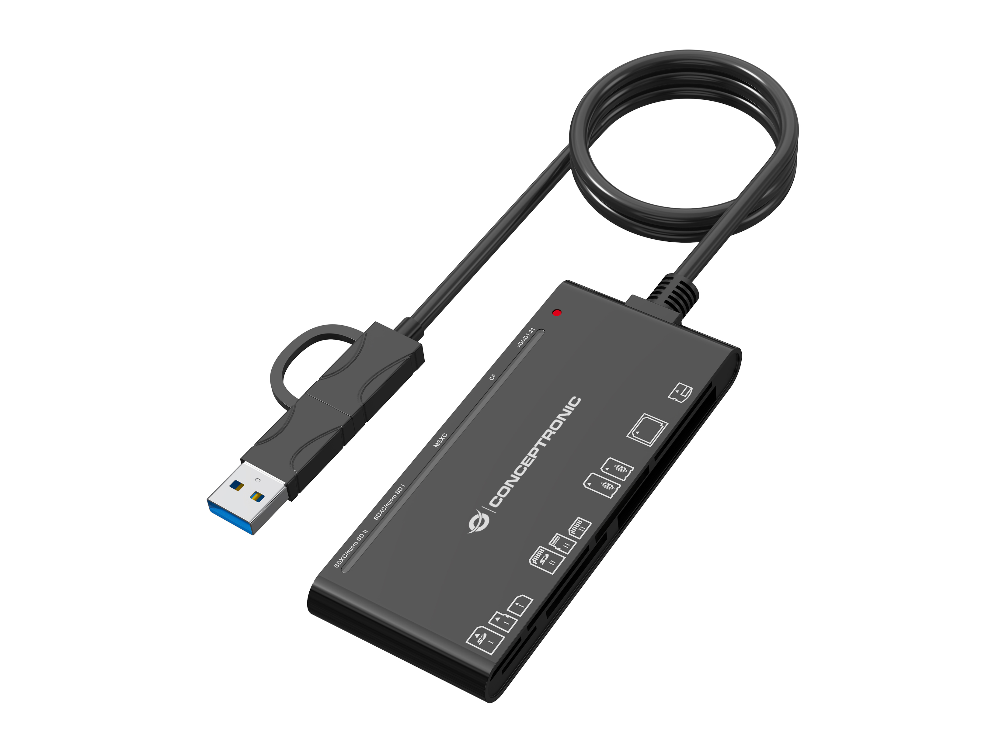 Conceptronic BIAN10B 7-in-1 Card Reader USB 3.0, SD x 2, MicroSD x 2, MS, CF, xD