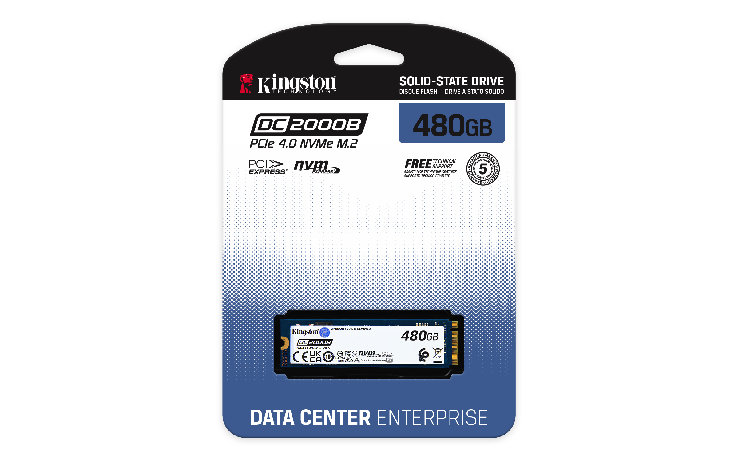 Kingston Data Center DC2000B - SSD - Enterprise - 480 GB - intern - M.2 2280 - PCIe 4.0 x4 (NVMe)