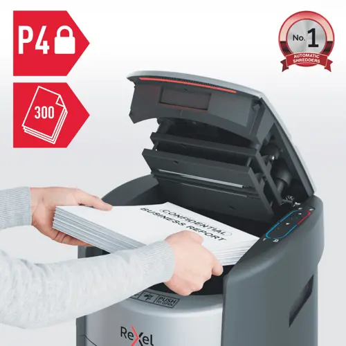 Rexel ShredMax AutoFeed+ 300X Paper Shredder P4 25-litre waste
