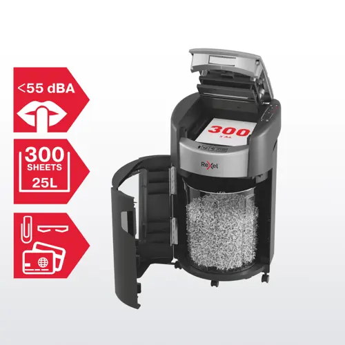 Rexel ShredMax AutoFeed+ 300X Paper Shredder P4 25-litre waste