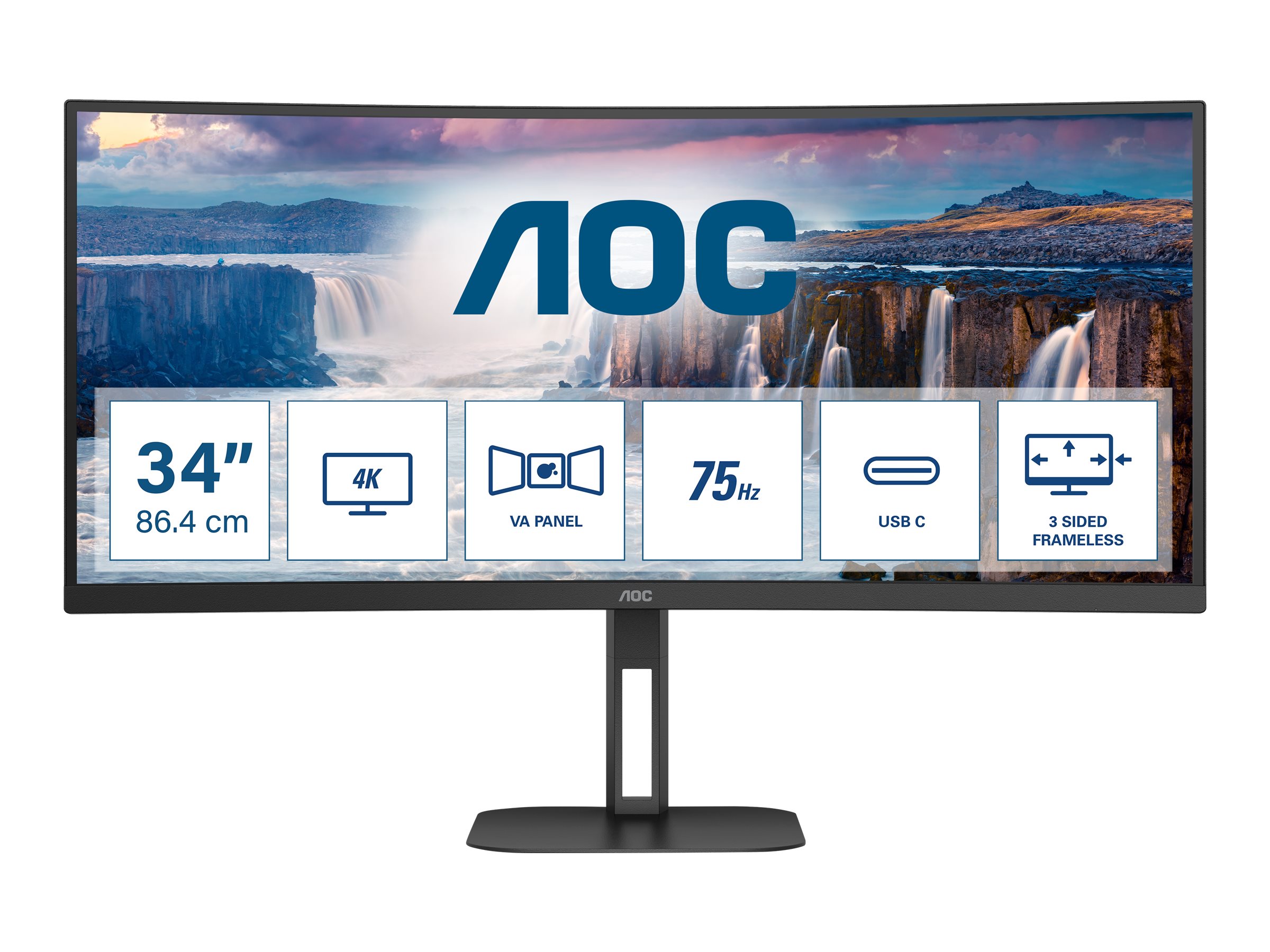 AOC V5 CU34V5C 86.4 cm (34) 3440 x 1440 pixels Wide Quad HD LED Black