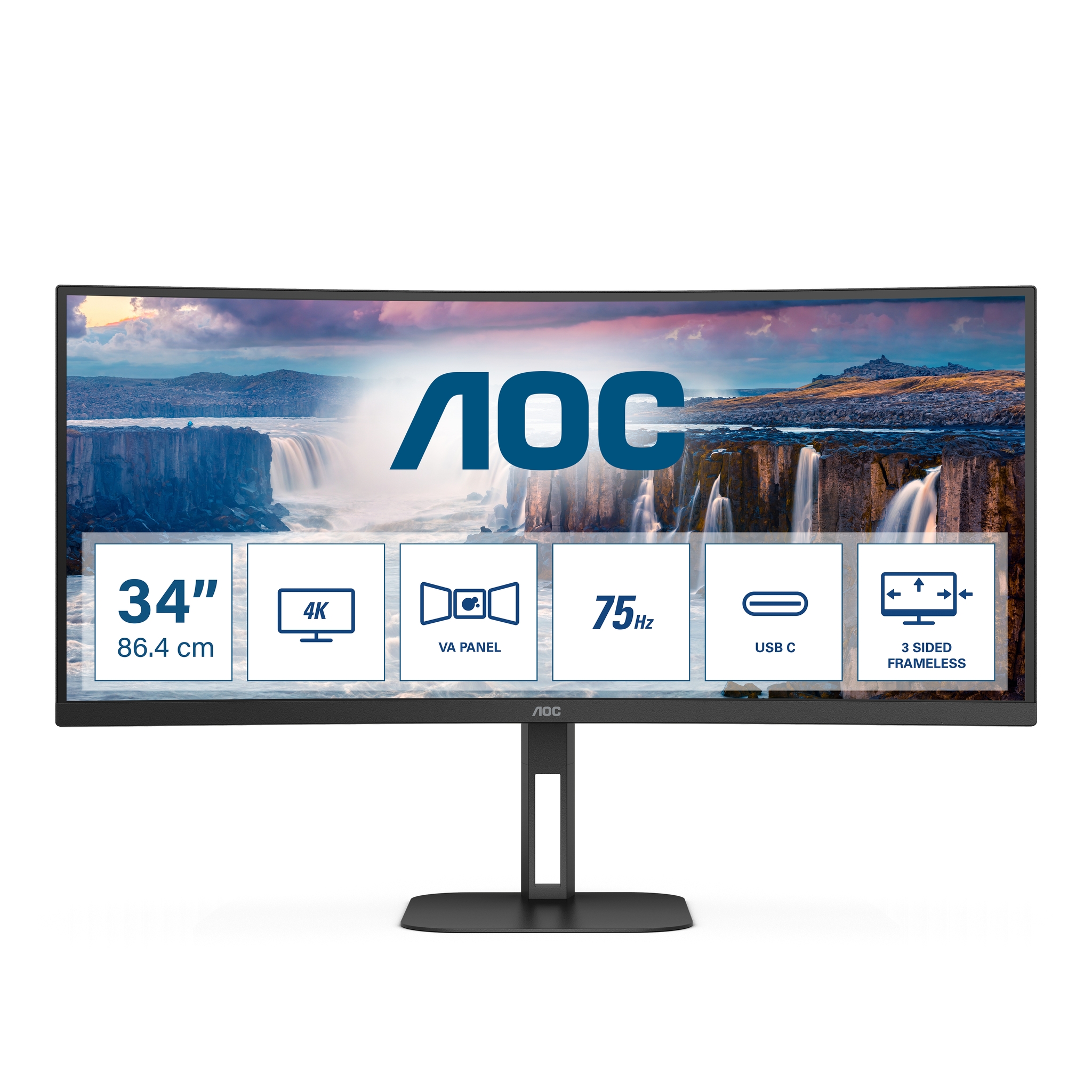 AOC V5 CU34V5C 86.4 cm (34) 3440 x 1440 pixels Wide Quad HD LED Black