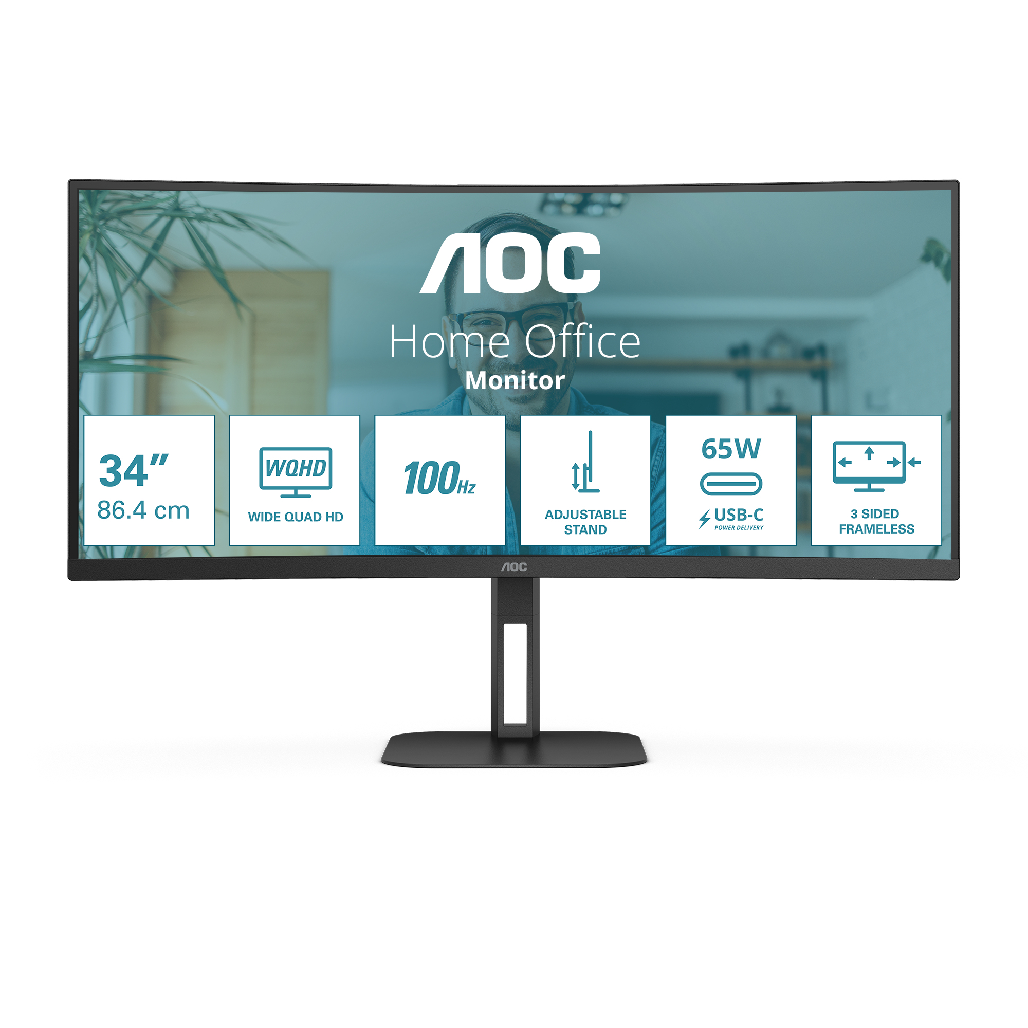 AOC Value-line CU34V5C/BK - V5 series - LED-Monitor - gebogen - 86.4 cm (34)