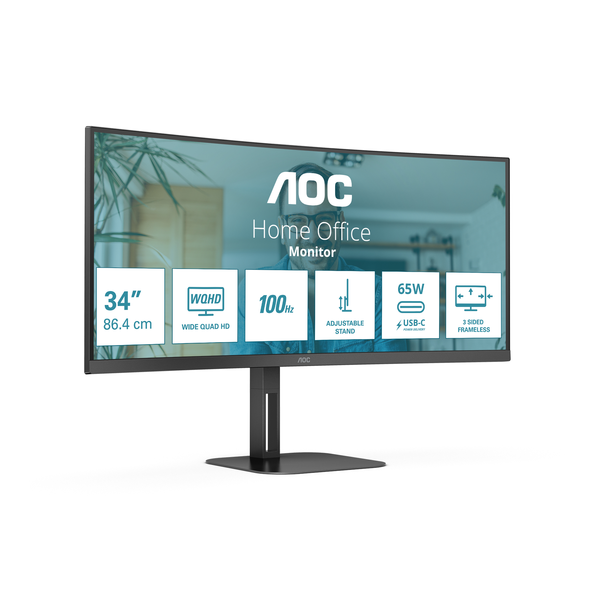 AOC Value-line CU34V5C/BK - V5 series - LED-Monitor - gebogen - 86.4 cm (34)