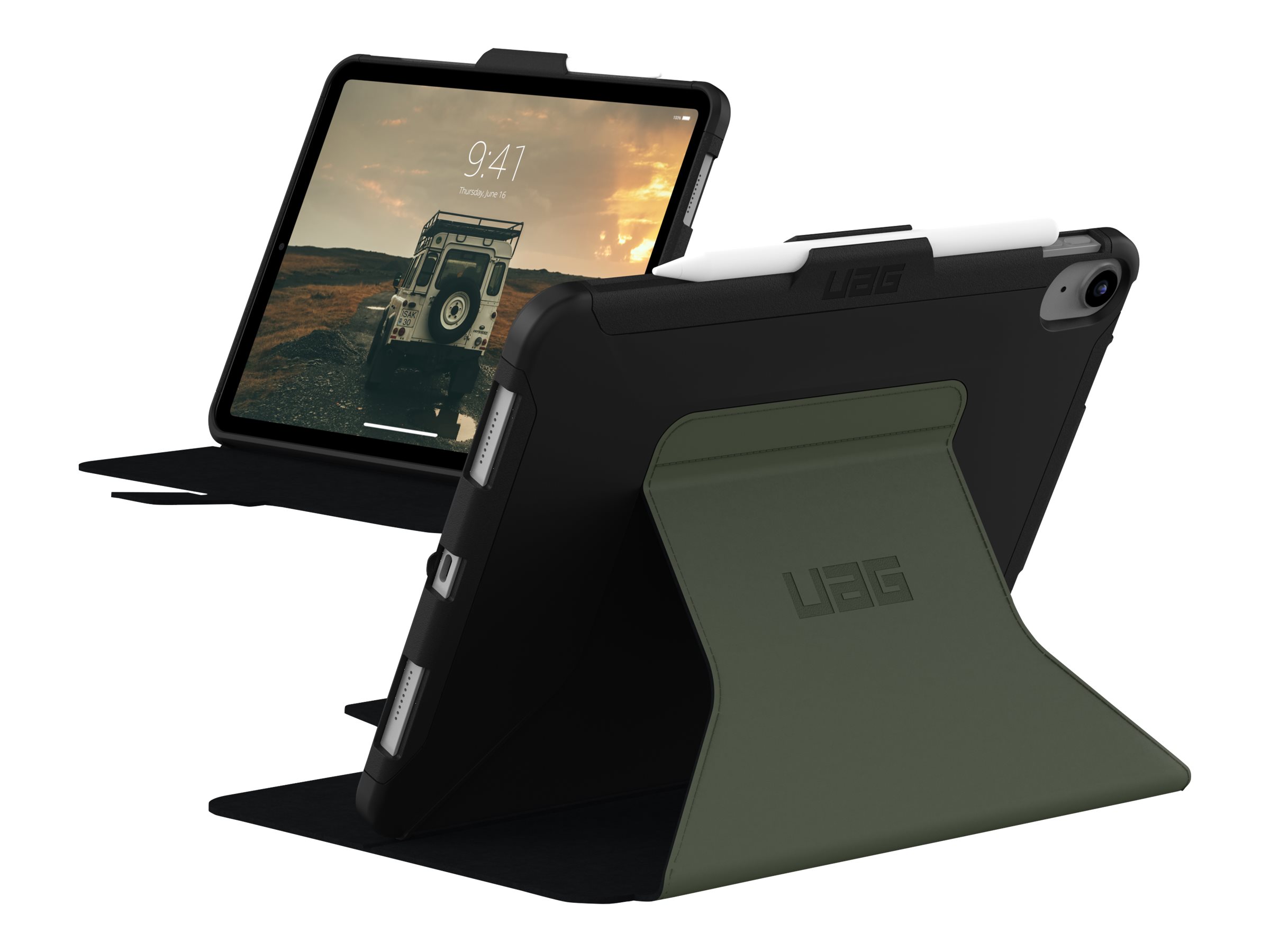 Urban Armor Gear UAG Rugged Case for iPad 10.9 (10th Gen, 2022) - Scout Folio Black/Olive - Bildschirmschutz f�r Tablet - Thermoplastisches Polyurethan (TPU)