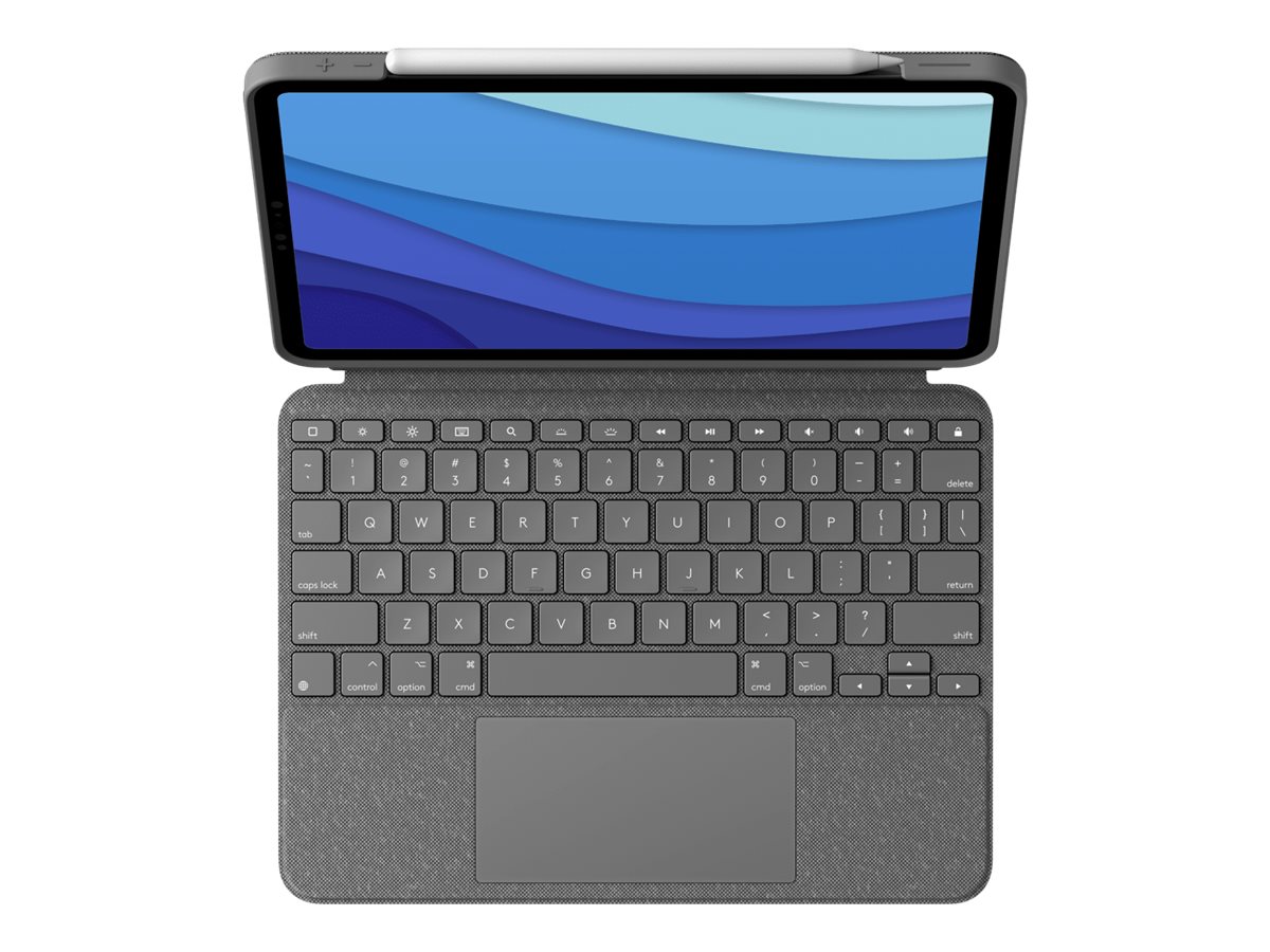 Logitech Combo Touch - Tastatur und Foliohlle - mit Trackpad - hintergrundbeleuchtet - Apple Smart connector - AZERTY - Franzsisch - Oxford Gray - fr Apple 12.9-inch iPad Pro (5. Generation)