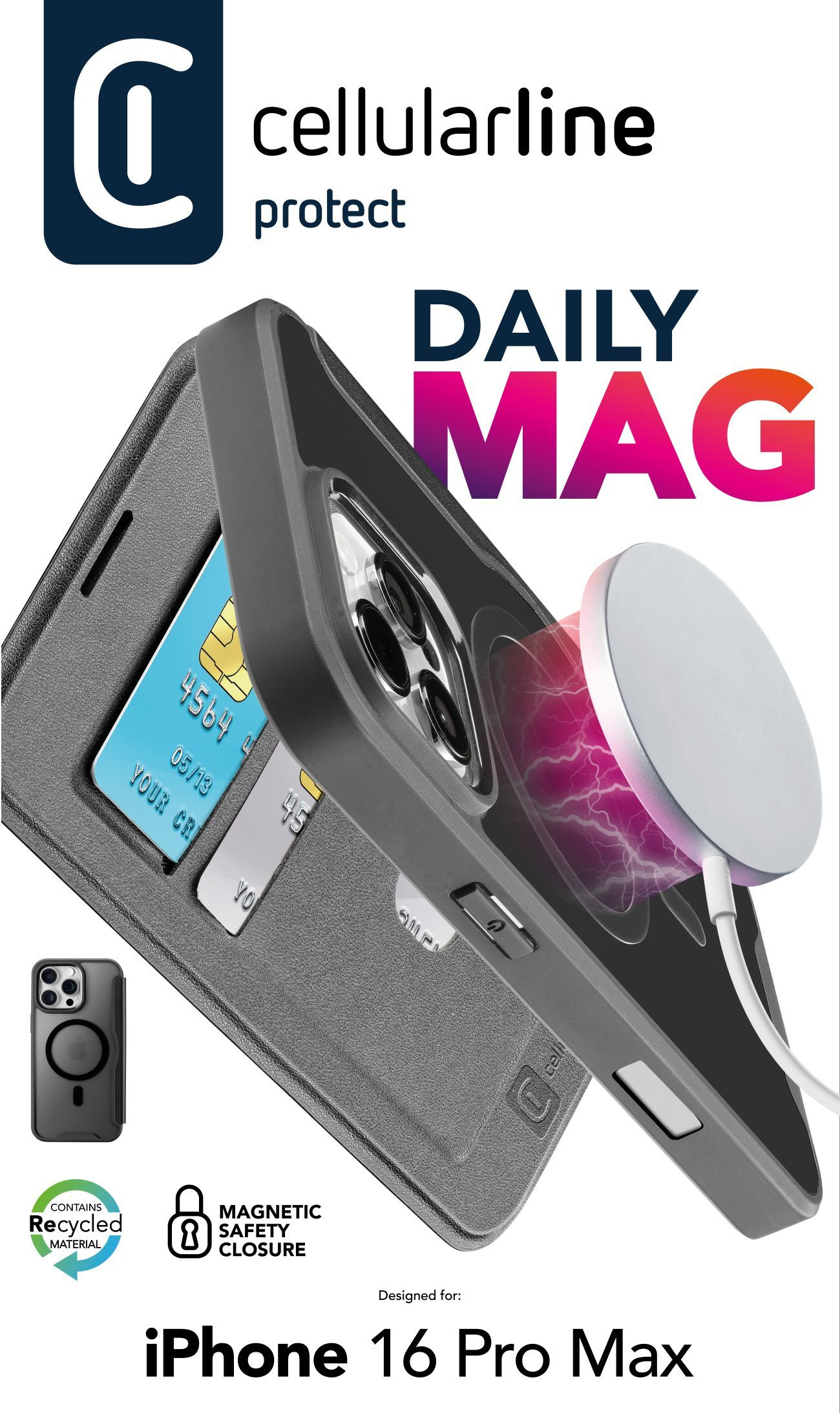 Cellularline DAILYMAGIPH16PRMK coque de protection pour t�l�phones portables 17,5 cm (6.9) Folio Noir, Translucide