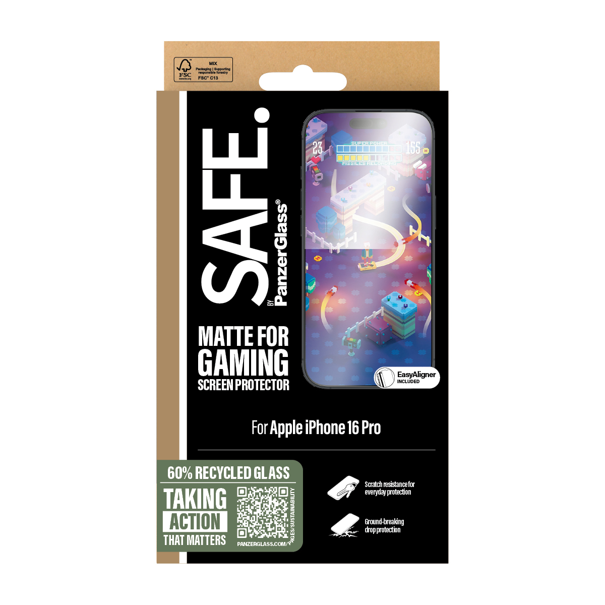 PanzerGlass SAFE. by � Gaming Screen Protector iPhone 16 Pro | Ultra-Wide Fit Pellicola proteggischermo trasparente Apple 1 pz