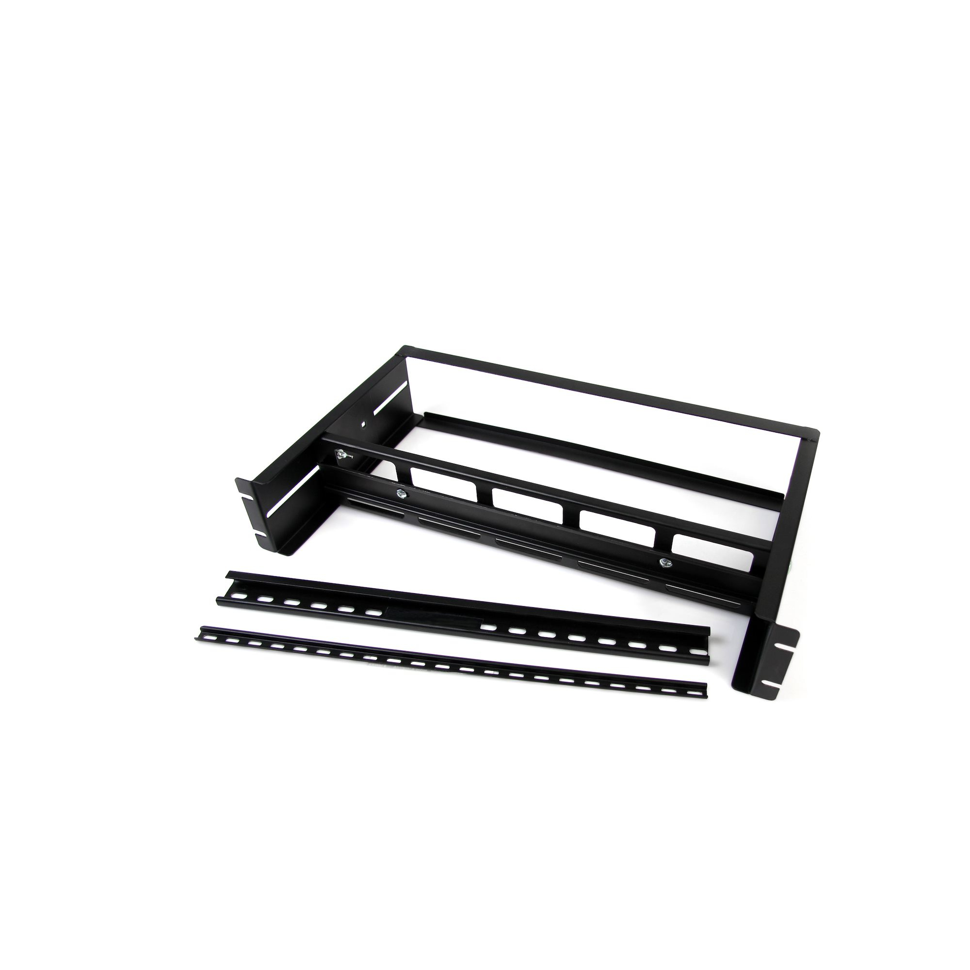 StarTech.com 19 DIN Rail Rackmount Kit einstellbar mit Hutschiene/Mini/ G-Schiene - Rack-Schienen-Kit - Schwarz - 2U - 48.3 cm (19)