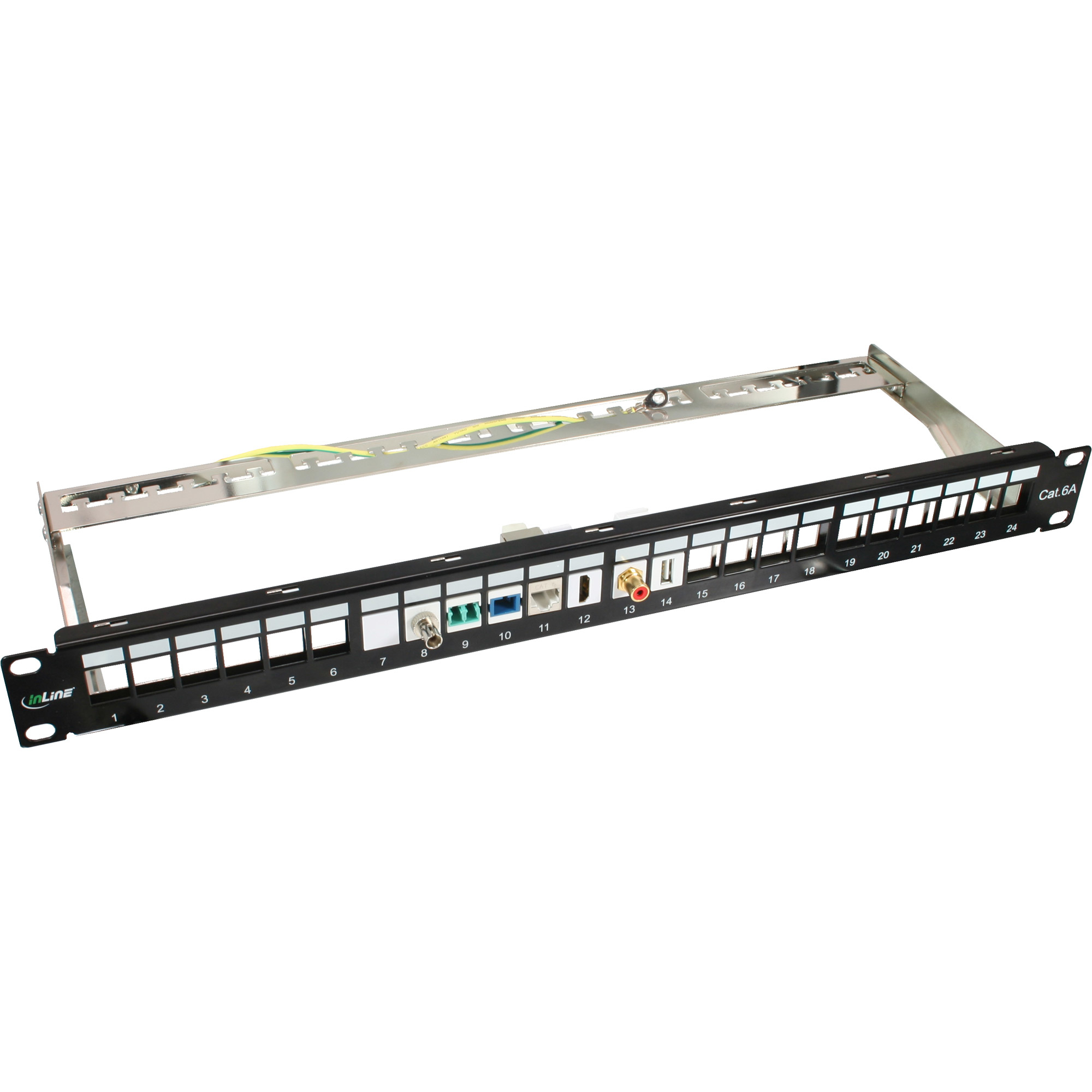 InLine Patch Panel 19 1U Cat.6A 24-porte, per Snap-In Keystone, nero