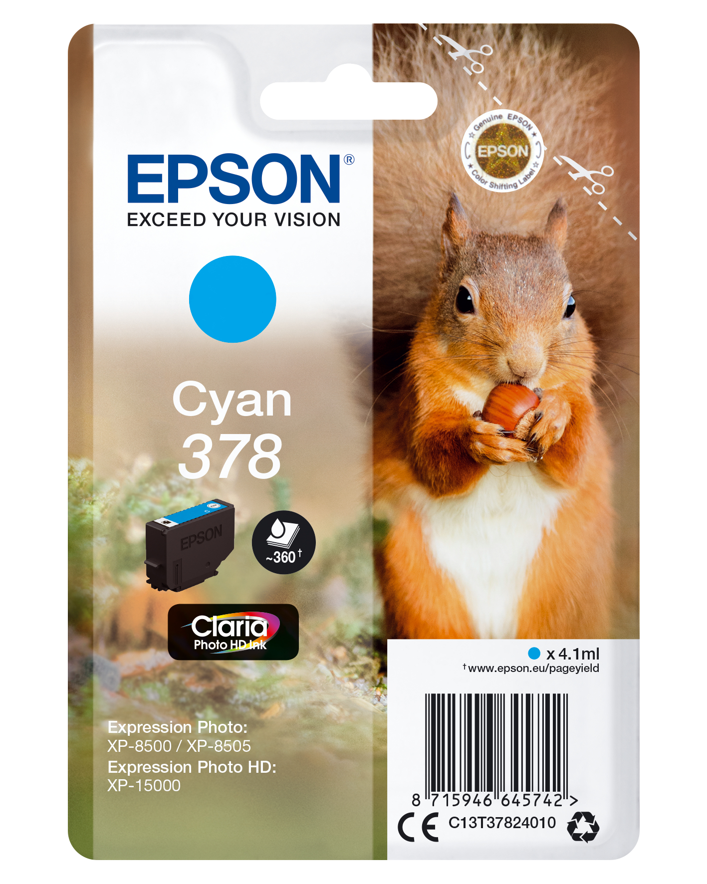 Epson 378 - 4.1 ml - Cyan - Original - Blister mit RF- / aktustischem Alarmsignal