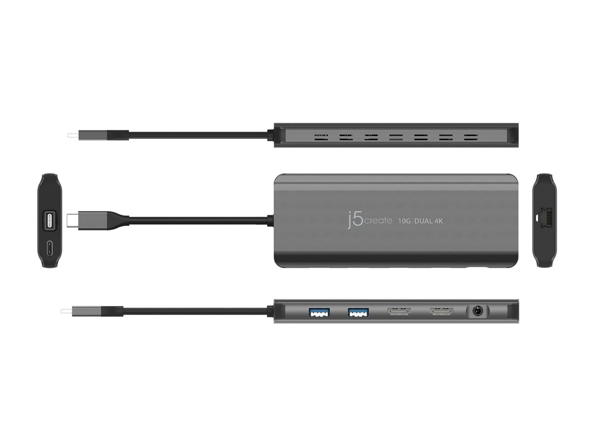 j5create JCD398 USB-C� Dual 4K HDMI 10Gbps Mini Dock, Black