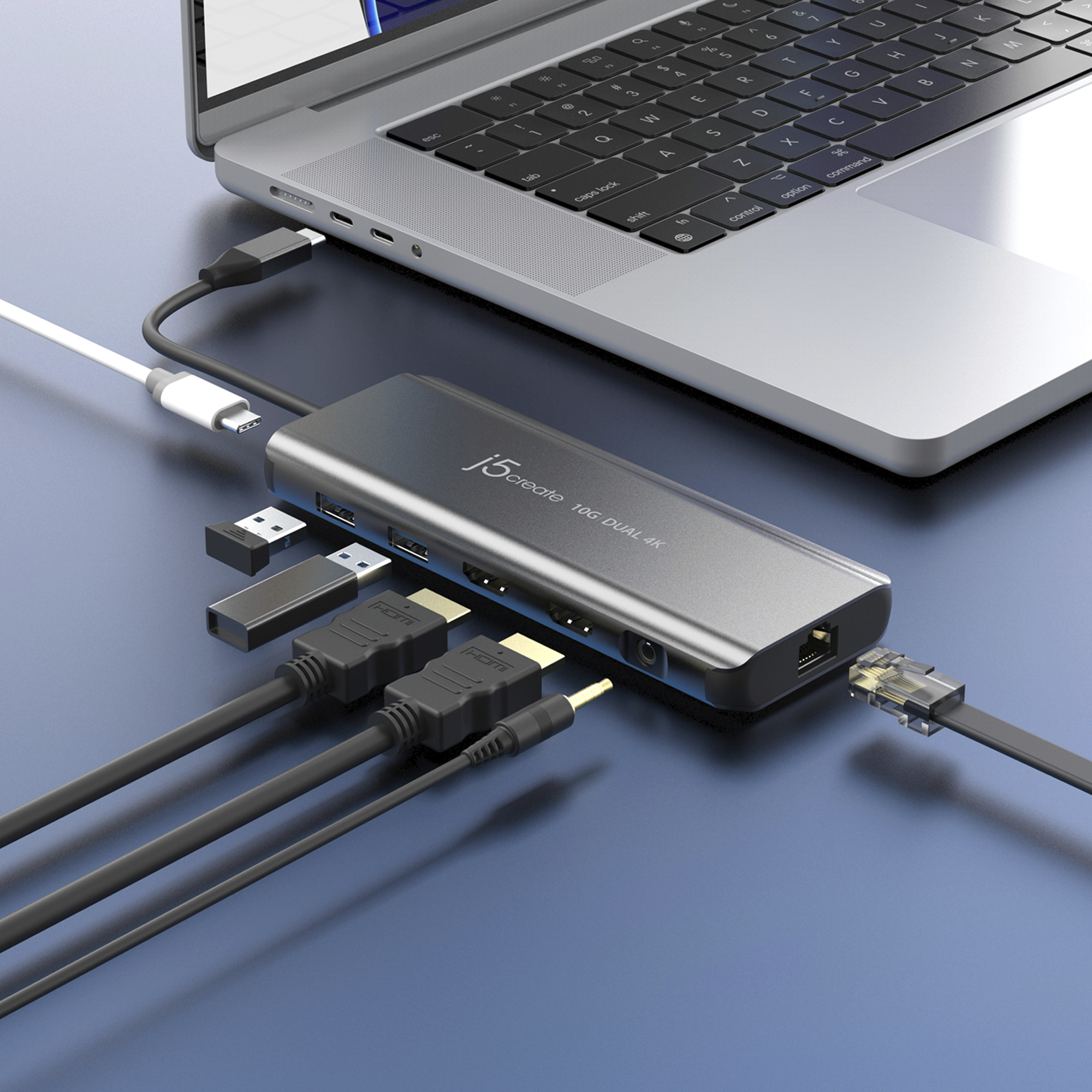 j5create JCD398 USB-C� Dual 4K HDMI 10Gbps Mini Dock, Black