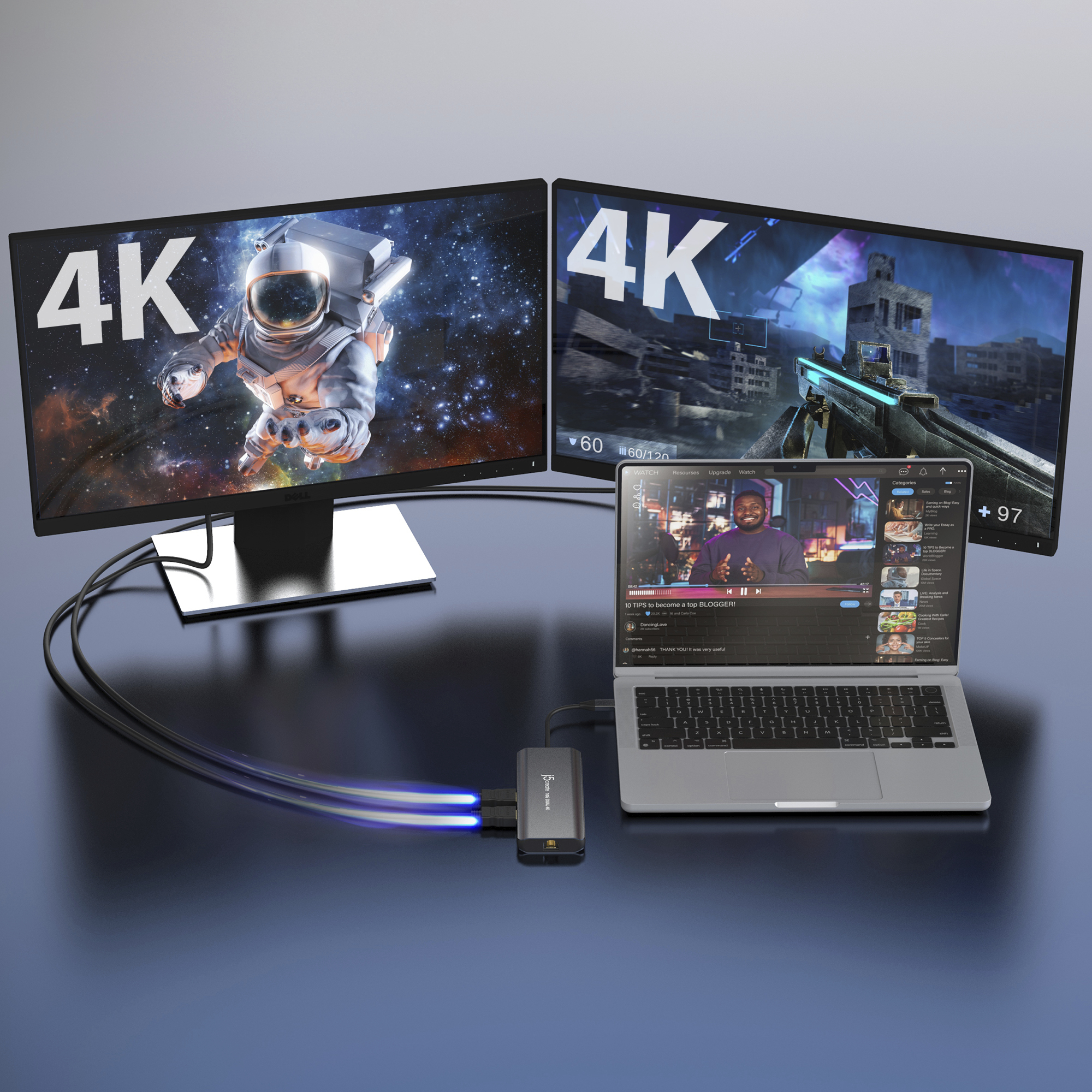 j5create JCD398 USB-C� Dual 4K HDMI 10Gbps Mini Dock, Black