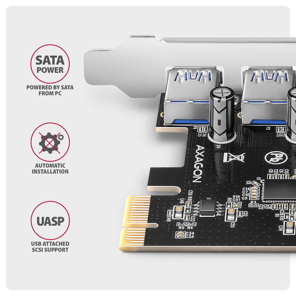 Axagon PCEU-430RS tarjeta y adaptador de interfaz Interno USB 3.2 Gen 1 (3.1 Gen 1)