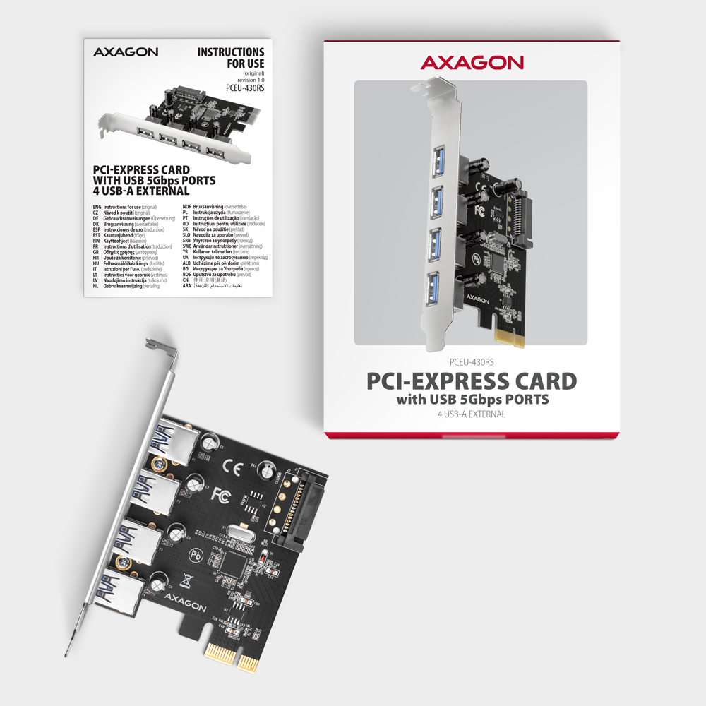 Axagon PCEU-430RS tarjeta y adaptador de interfaz Interno USB 3.2 Gen 1 (3.1 Gen 1)