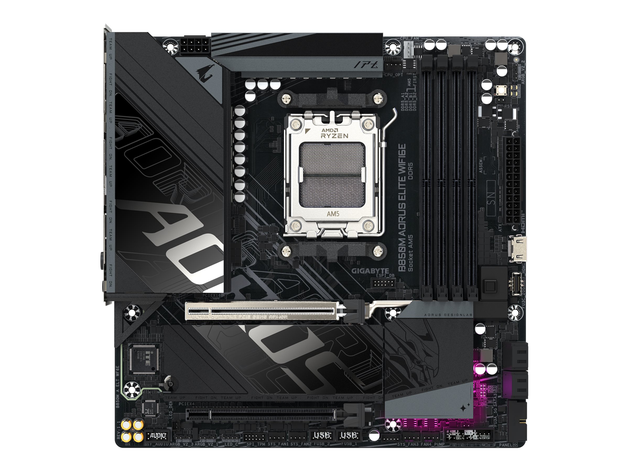 Gigabyte AORUS B850M ELITE WIFI6E - Motherboard - micro ATX - Socket AM5 - AMD B850 Chipsatz - USB-C 3.2 Gen 2x2, USB-C 3.2 Gen2, USB 3.2 Gen 1, USB 3.2 Gen 2 - Bluetooth, 2.5 Gigabit LAN, Wi-Fi 6E - Onboard-Grafik (CPU erforderlich)