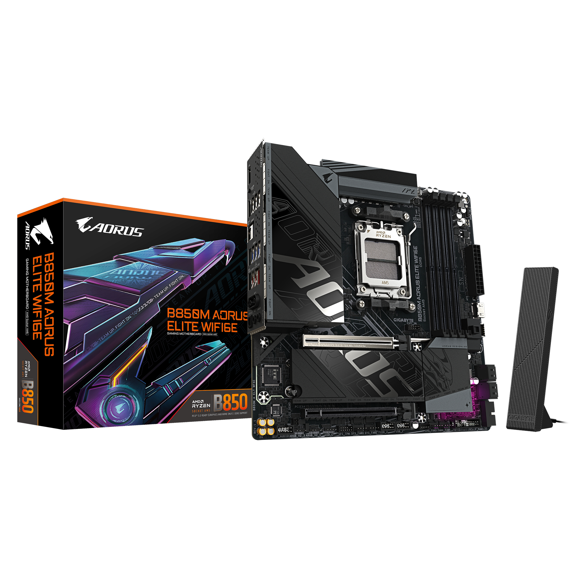 Gigabyte AORUS B850M ELITE WIFI6E - Motherboard - micro ATX - Socket AM5 - AMD B850 Chipsatz - USB-C 3.2 Gen 2x2, USB-C 3.2 Gen2, USB 3.2 Gen 1, USB 3.2 Gen 2 - Bluetooth, 2.5 Gigabit LAN, Wi-Fi 6E - Onboard-Grafik (CPU erforderlich)