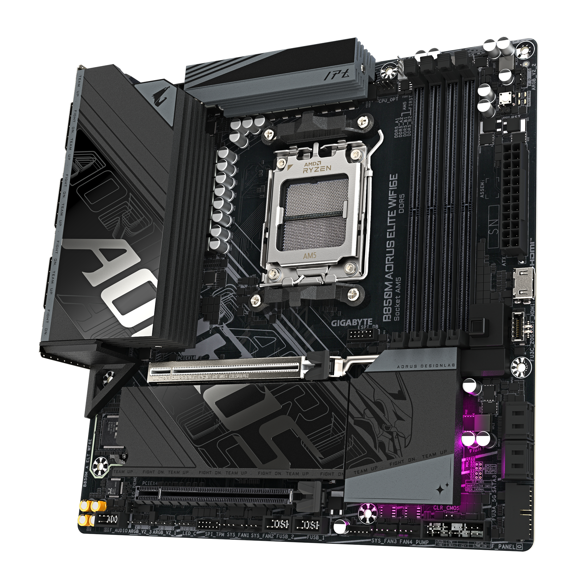 Gigabyte AORUS B850M ELITE WIFI6E - Motherboard - micro ATX - Socket AM5 - AMD B850 Chipsatz - USB-C 3.2 Gen 2x2, USB-C 3.2 Gen2, USB 3.2 Gen 1, USB 3.2 Gen 2 - Bluetooth, 2.5 Gigabit LAN, Wi-Fi 6E - Onboard-Grafik (CPU erforderlich)