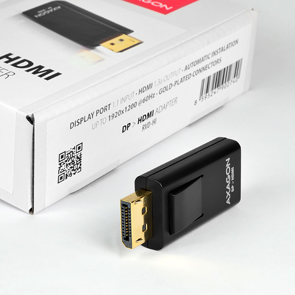 Axagon RVD-HI cble vido et adaptateur DisplayPort HDMI Noir