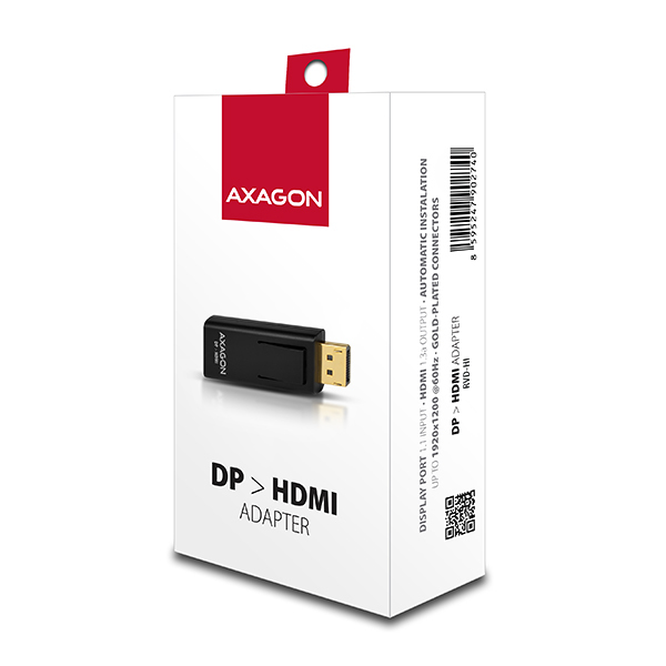Axagon RVD-HI cble vido et adaptateur DisplayPort HDMI Noir