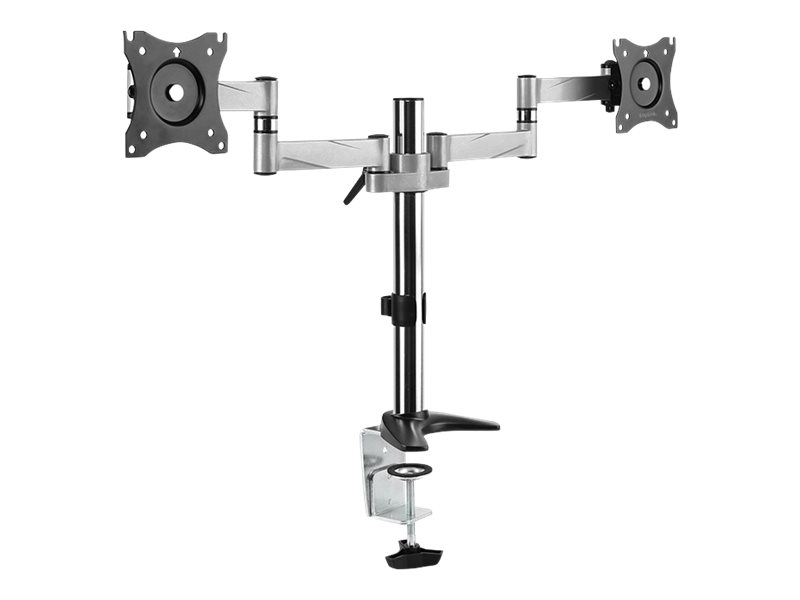 LogiLink Dual monitor desk mount - Befestigungskit - einstellbarer Arm - f�r 2 Monitore - Aluminium, Stahl - metallisch grau - Bildschirmgr��e: 33-68.6 cm (13-27)