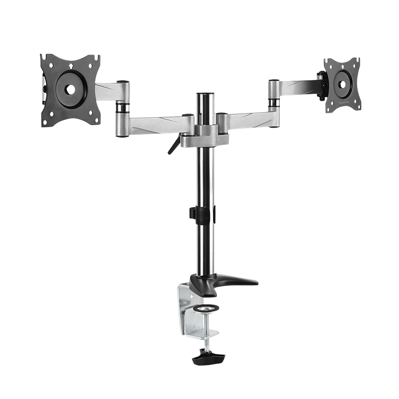 LogiLink Dual monitor desk mount - Befestigungskit - einstellbarer Arm - f�r 2 Monitore - Aluminium, Stahl - metallisch grau - Bildschirmgr��e: 33-68.6 cm (13-27)