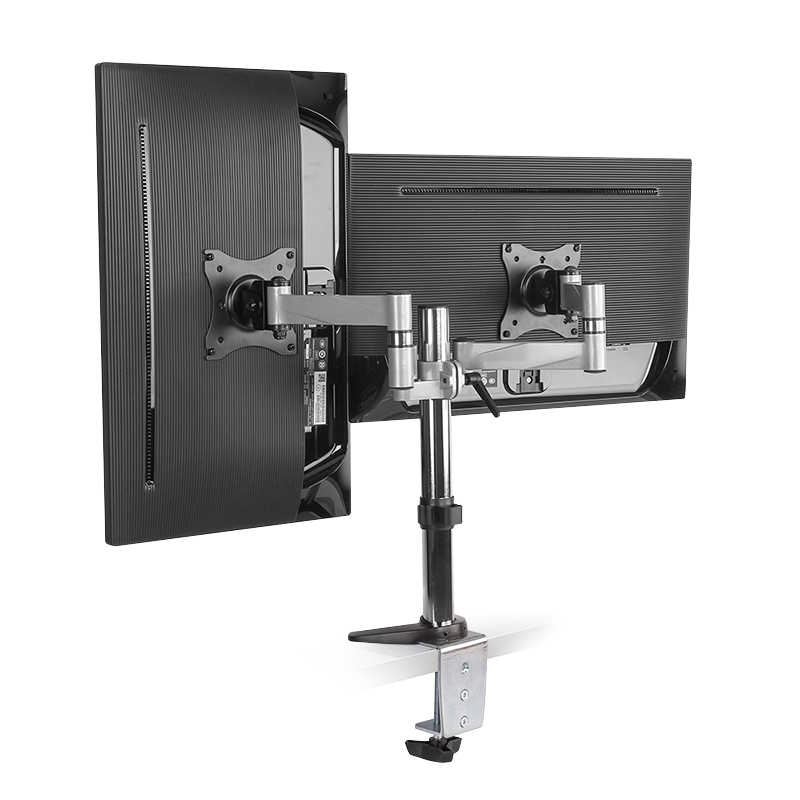 LogiLink Dual monitor desk mount - Befestigungskit - einstellbarer Arm - f�r 2 Monitore - Aluminium, Stahl - metallisch grau - Bildschirmgr��e: 33-68.6 cm (13-27)