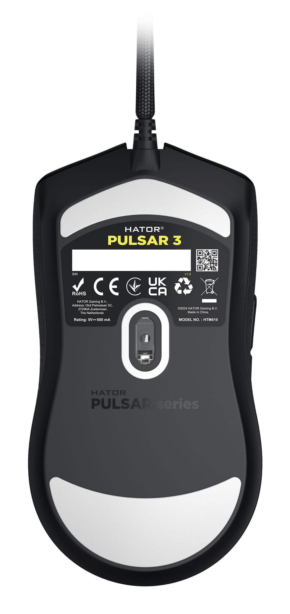 Hator Pulsar 3 black Gaming Mouse - Optical Yellow Switches PixArt PMW - Maus