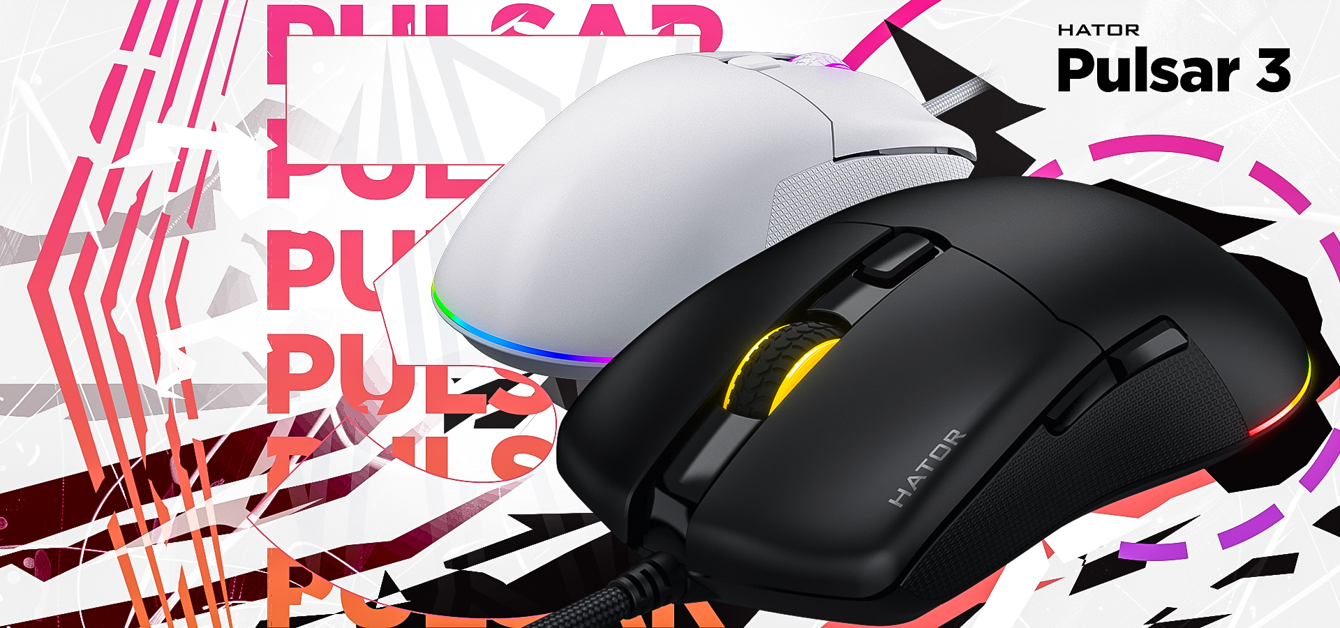 Hator Pulsar 3 black Gaming Mouse - Optical Yellow Switches PixArt PMW - Maus
