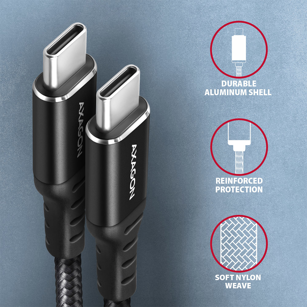 Axagon BUCM-CM10AB USB cable 1 m USB 2.0 USB C Black