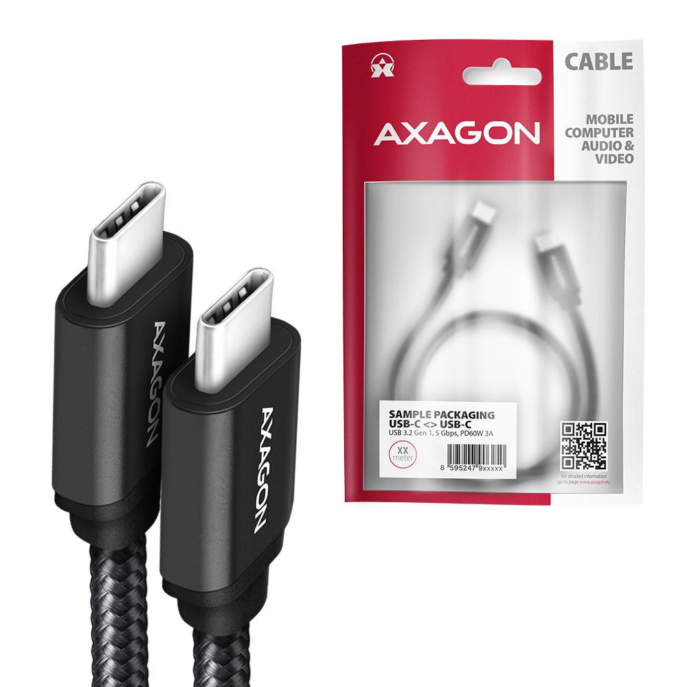Axagon BUCM-CM10AB USB cable 1 m USB 2.0 USB C Black